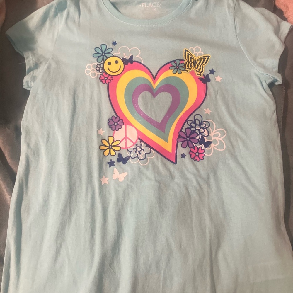 The Children's Place Blue Short Sleeve Tee with Heart Design